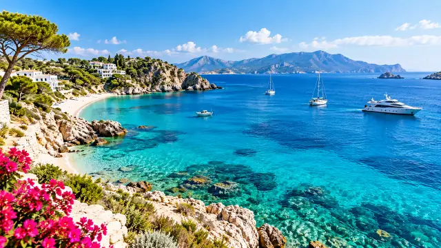 Turquoise bay and coastline from a tour operator's destination programme